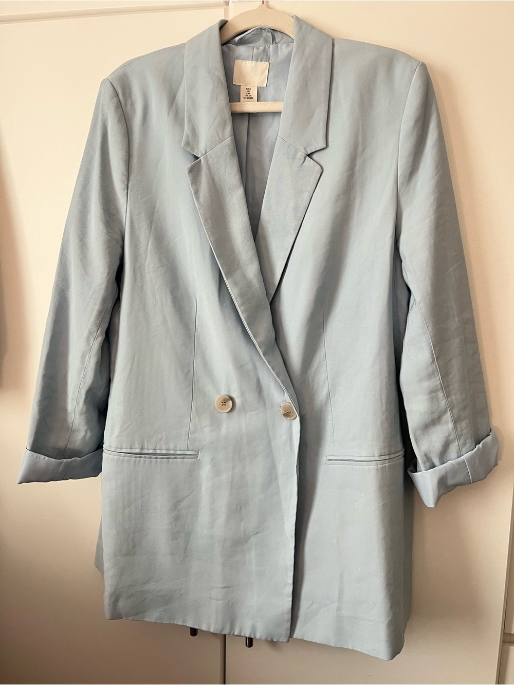 H&M light blue oversized double breasted blazer size small